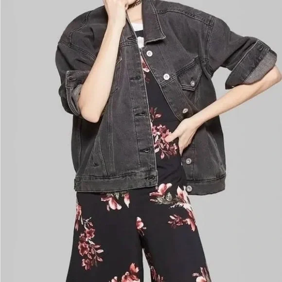 Wild Fable Black Oversized Jean Jacket - Picture 1 of 5